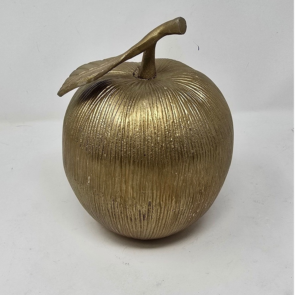 Vtg‎ metal apple Hollywood Regency sculpture mid century fruit shelf decor